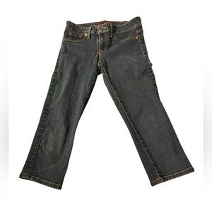 Domaine Women's Juniors Size 5 Blue Cropped Leg Dark Wash Stretch Denim Jeans